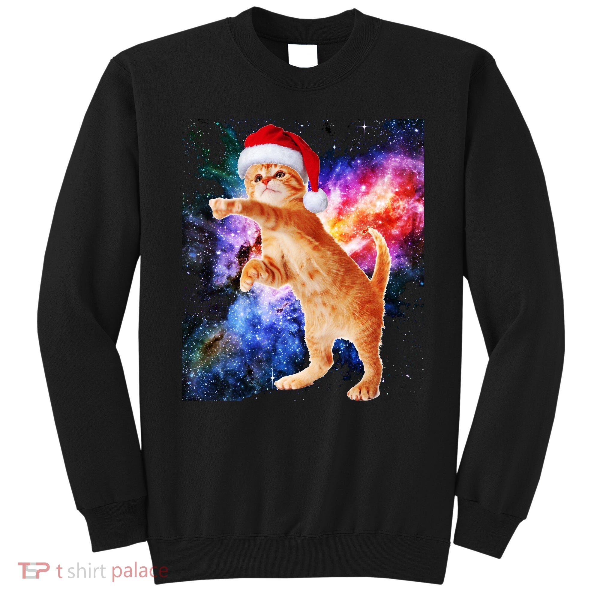 Space Christmas Cat Santa Kitty Sweatshirt