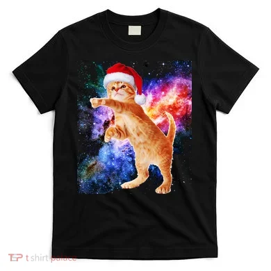 Space Christmas Cat Santa Kitty T-Shirt