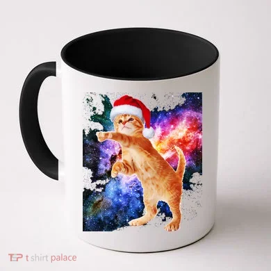 Space Christmas Cat Santa Kitty Coffee Mug