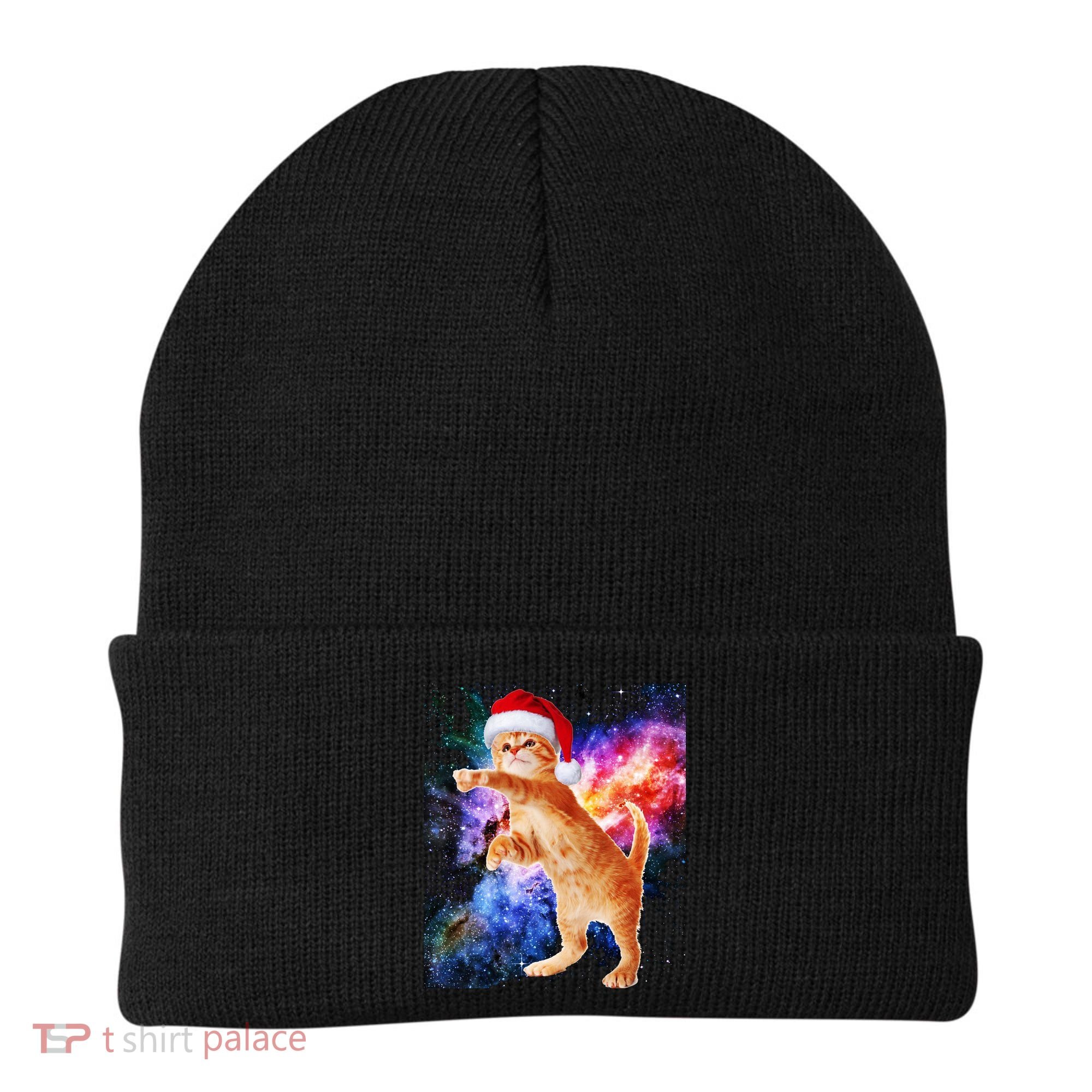 Space Christmas Cat Santa Kitty Beanie