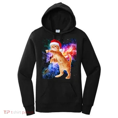 Space Christmas Cat Santa Kitty Women's Hoodie