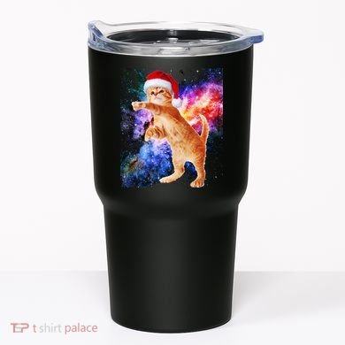 Space Christmas Cat Santa Kitty Tumbler