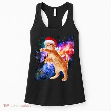 Space Christmas Cat Santa Kitty Women's Tank Top