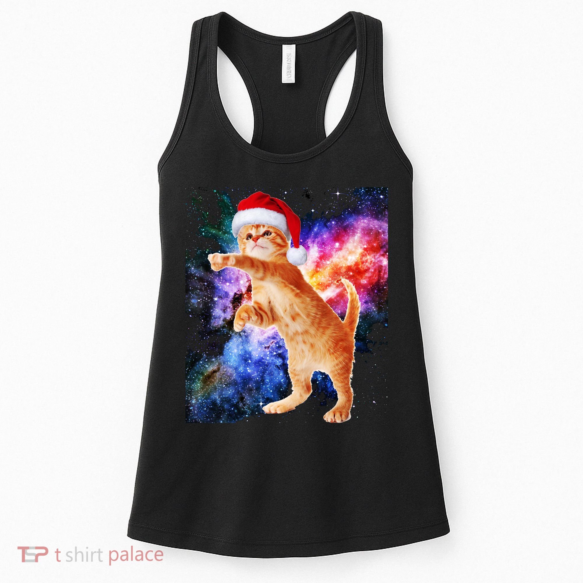 Space Christmas Cat Santa Kitty Women's Tank Top