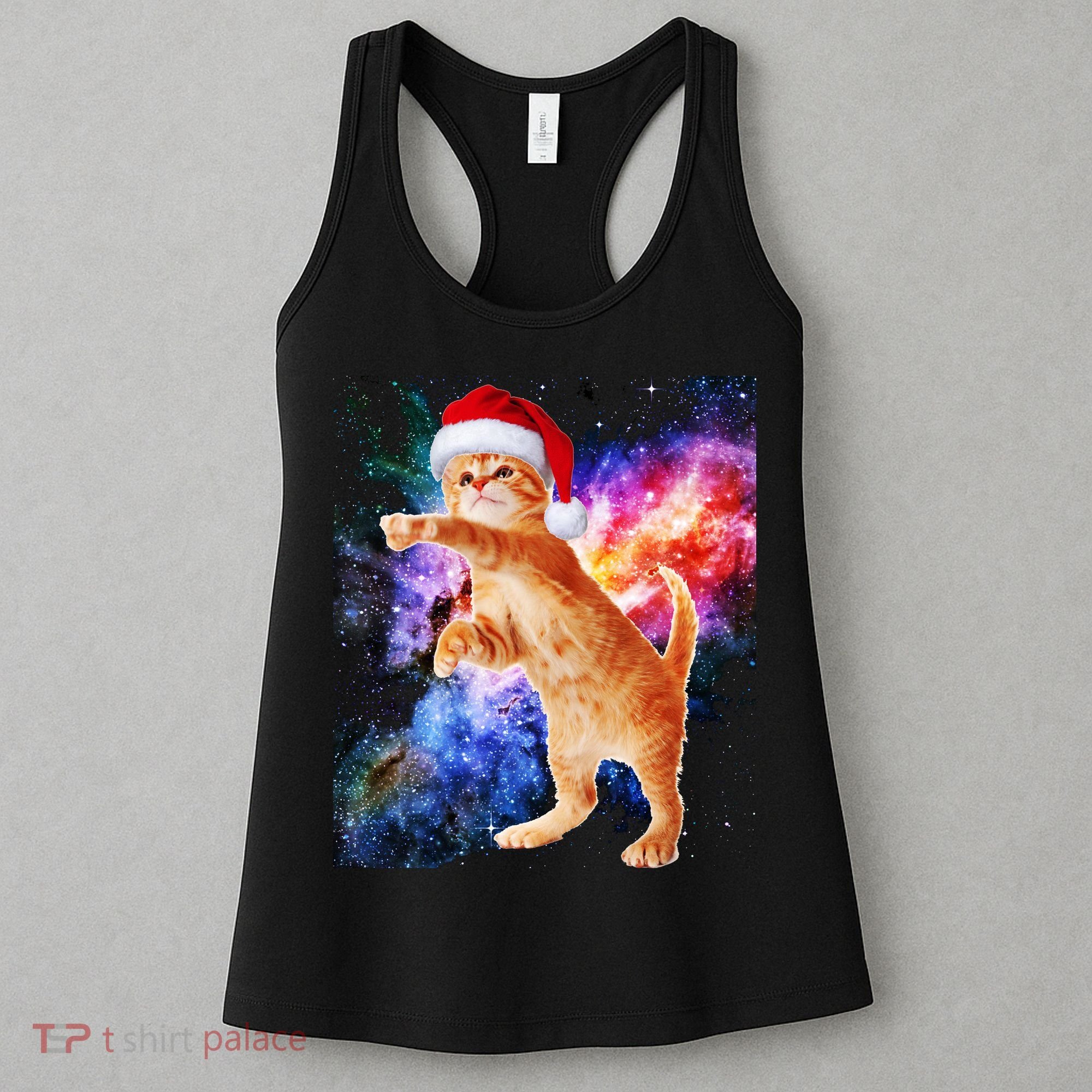Space Christmas Cat Santa Kitty Women's Tank Top