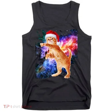 Space Christmas Cat Santa Kitty Tank Top