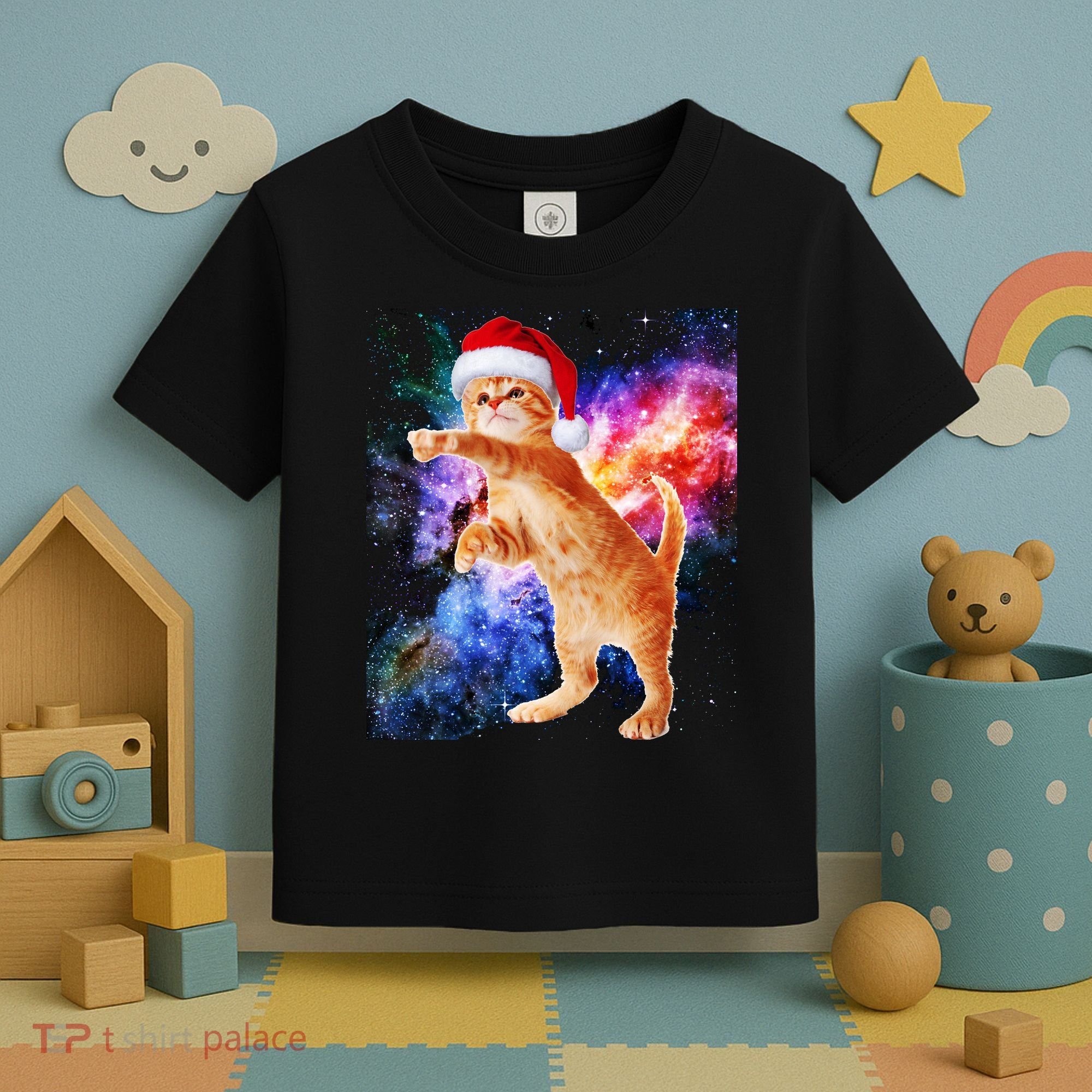 Space Christmas Cat Santa Kitty Toddler T-Shirt