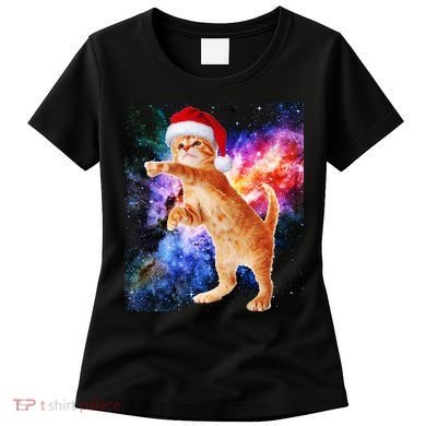 Space Christmas Cat Santa Kitty Women's T-Shirt
