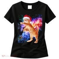 Space Christmas Cat Santa Kitty Women's T-Shirt thumb 0