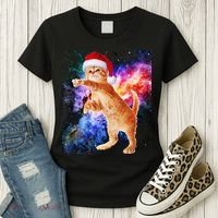 Space Christmas Cat Santa Kitty Women's T-Shirt thumb 3