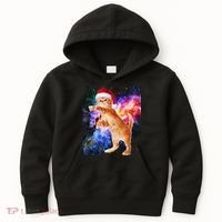 Space Christmas Cat Santa Kitty Kids Hoodie thumb 0