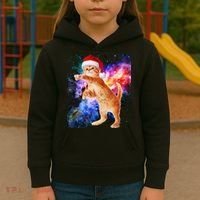 Space Christmas Cat Santa Kitty Kids Hoodie thumb 3