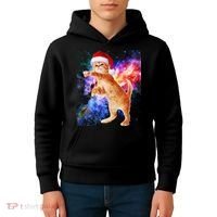 Space Christmas Cat Santa Kitty Kids Hoodie thumb 4