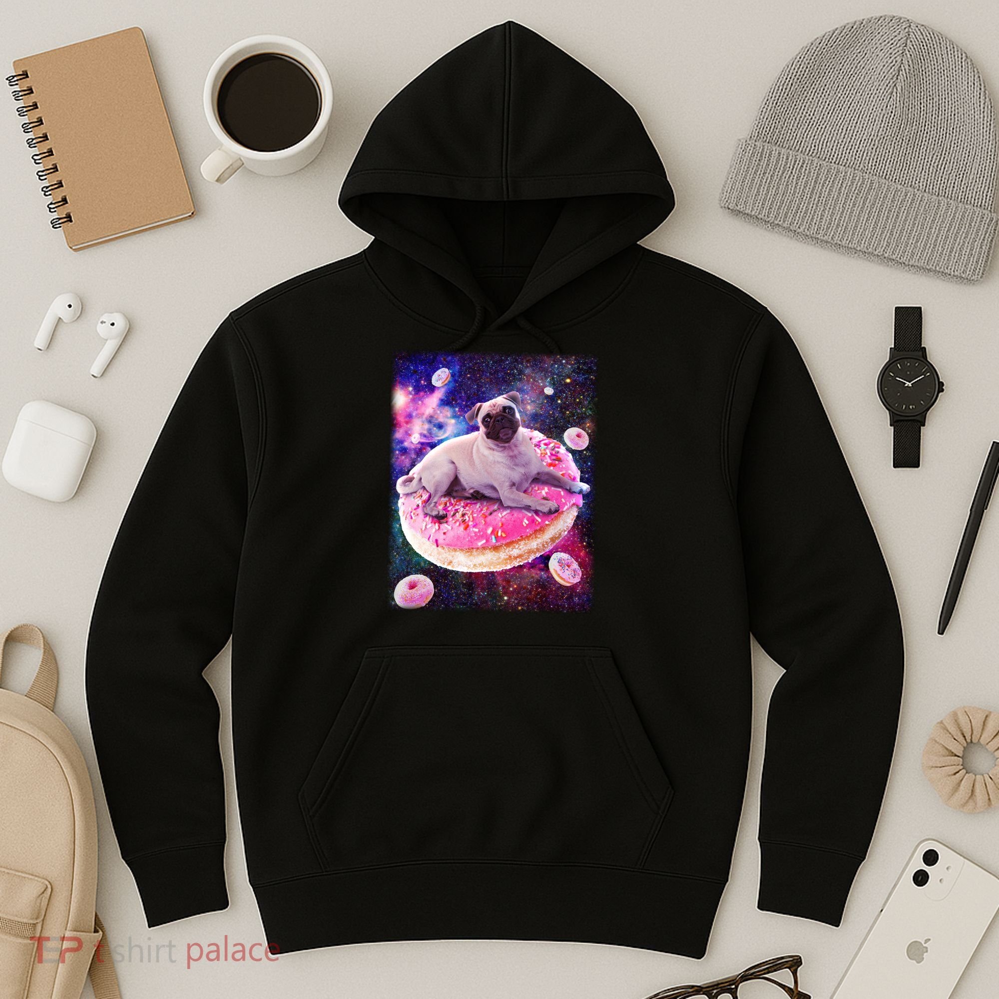 Space Donut Pug Hoodie