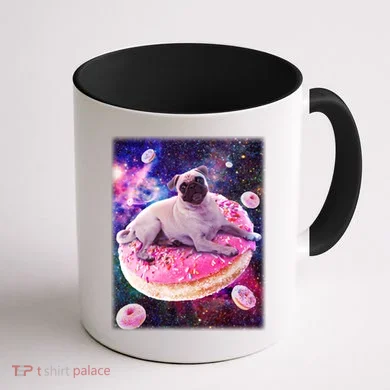 Space Donut Pug Coffee Mug back