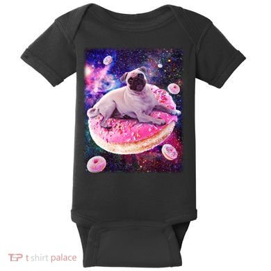 Space Donut Pug Baby Bodysuit