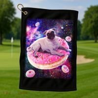 Space Donut Pug Golf Towel thumb 1