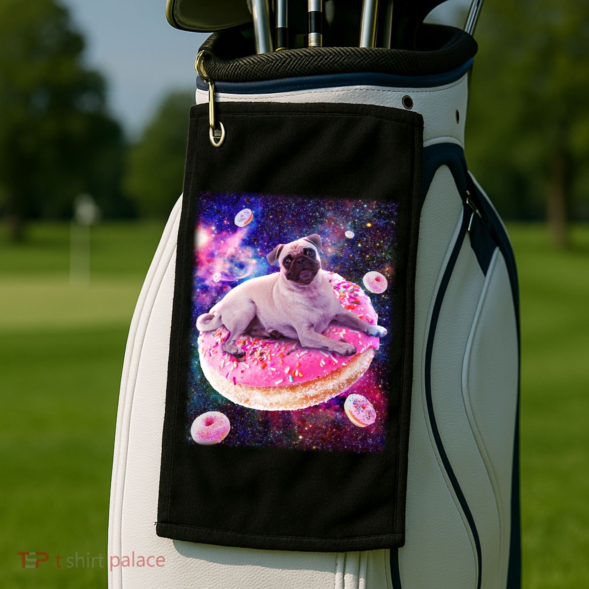 Space Donut Pug Golf Towel