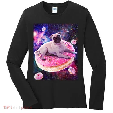 Space Donut Pug Women's Long Sleeve Shirt