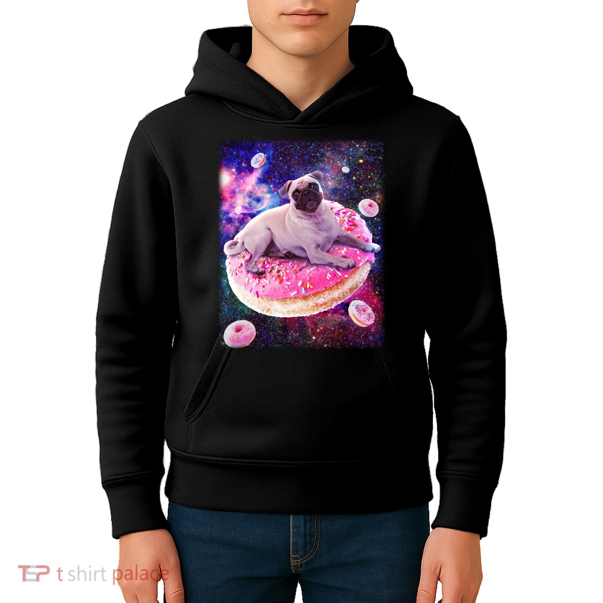 Space Donut Pug Kids Hoodie