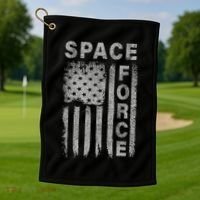Space Force Grunge Flag Golf Towel thumb 1