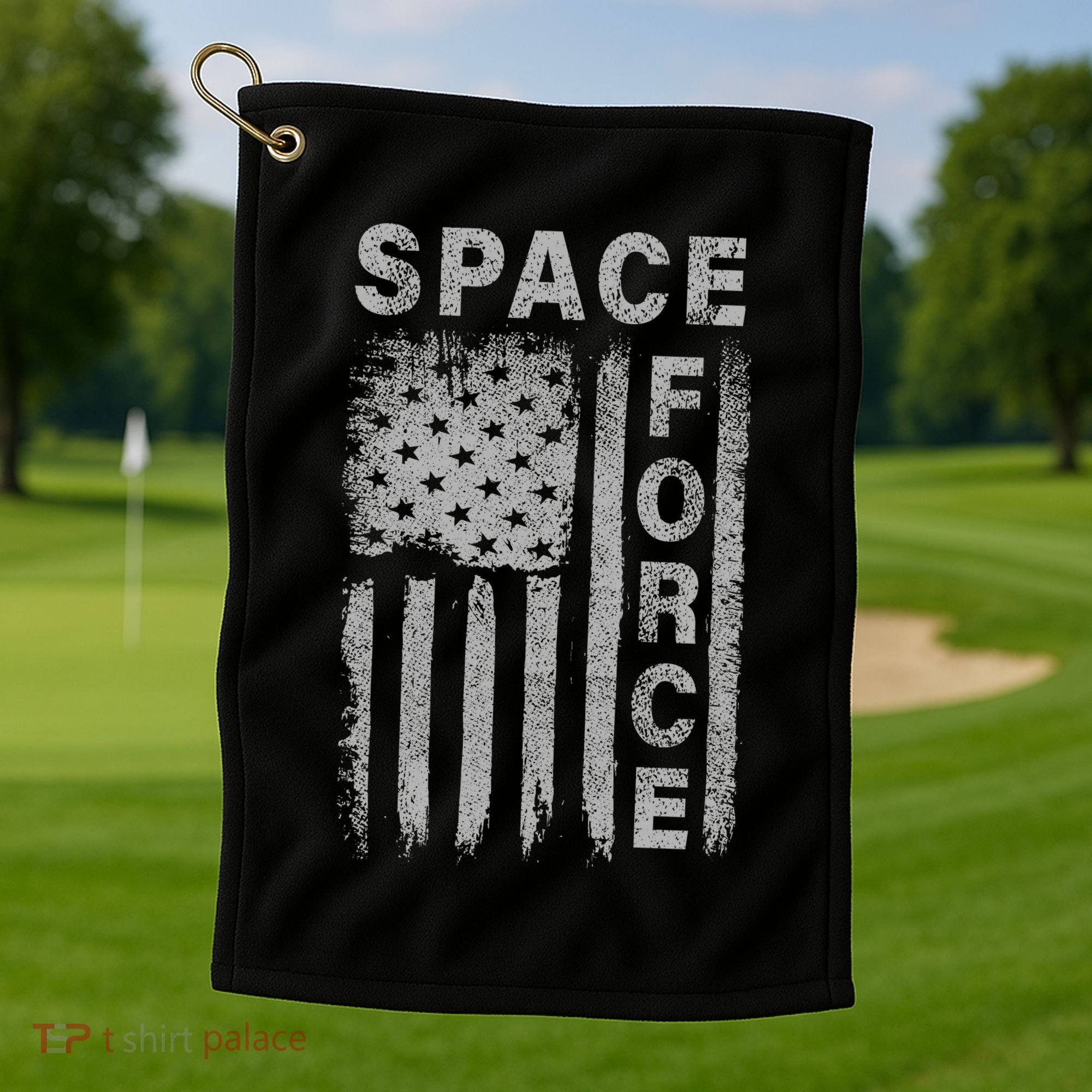 Space Force Grunge Flag Golf Towel