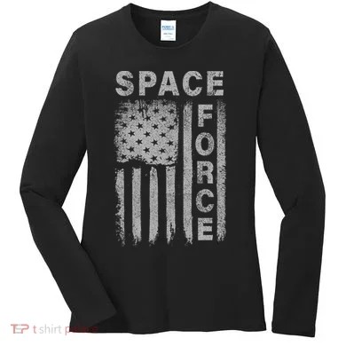 Space Force Grunge Flag Women's Long Sleeve Shirt