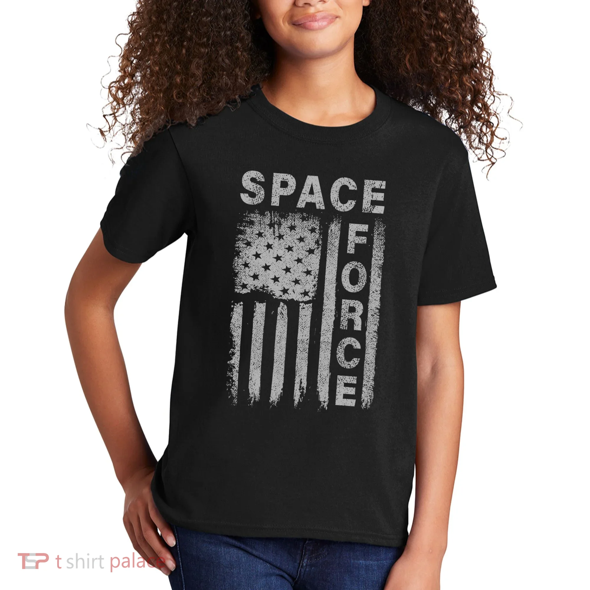 Space Force Grunge Flag Kids T-Shirt