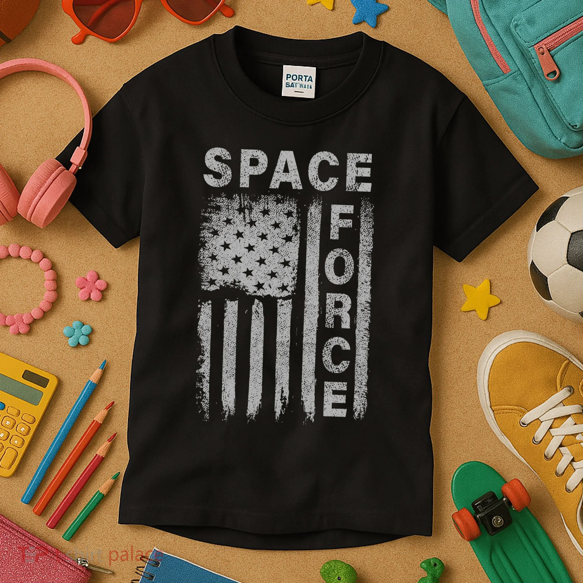 Space Force Grunge Flag Kids T-Shirt