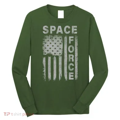 Space Force Grunge Flag Long Sleeve Shirt