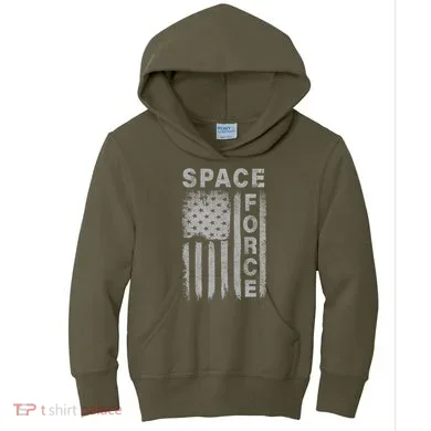 Space Force Grunge Flag Kids Hoodie