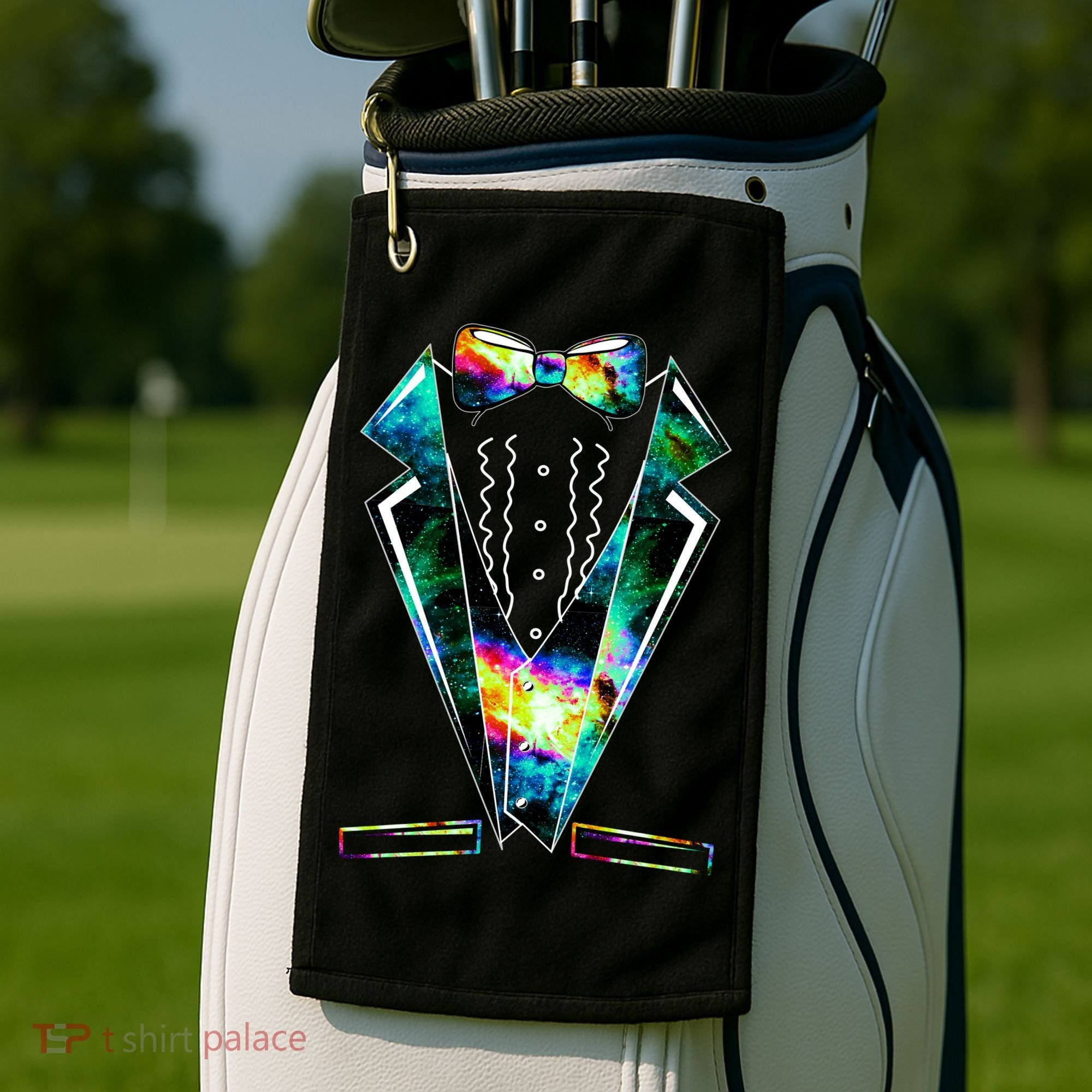 Space Galaxy Tuxedo Golf Towel