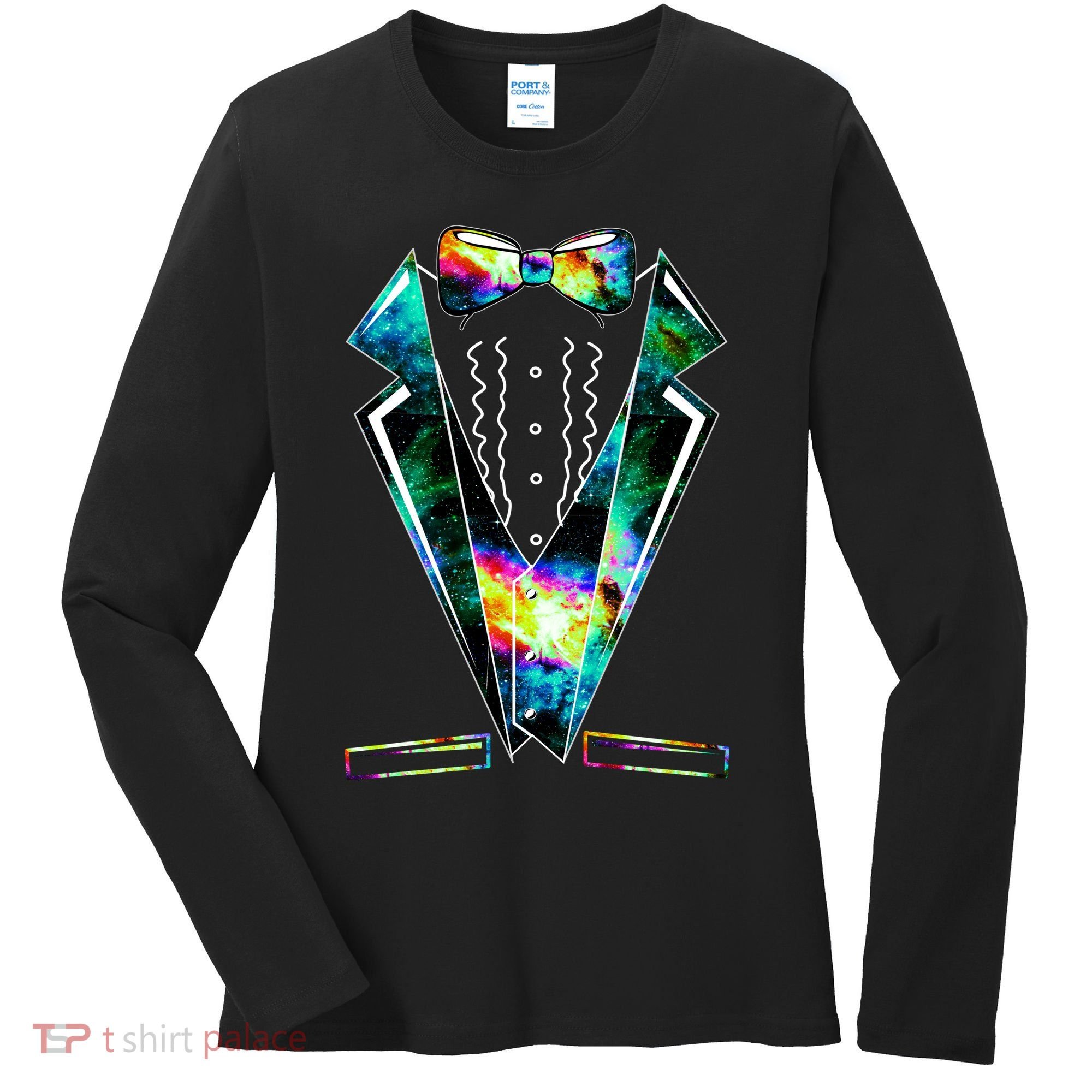 Space Galaxy Tuxedo Women's Long Sleeve Shirt