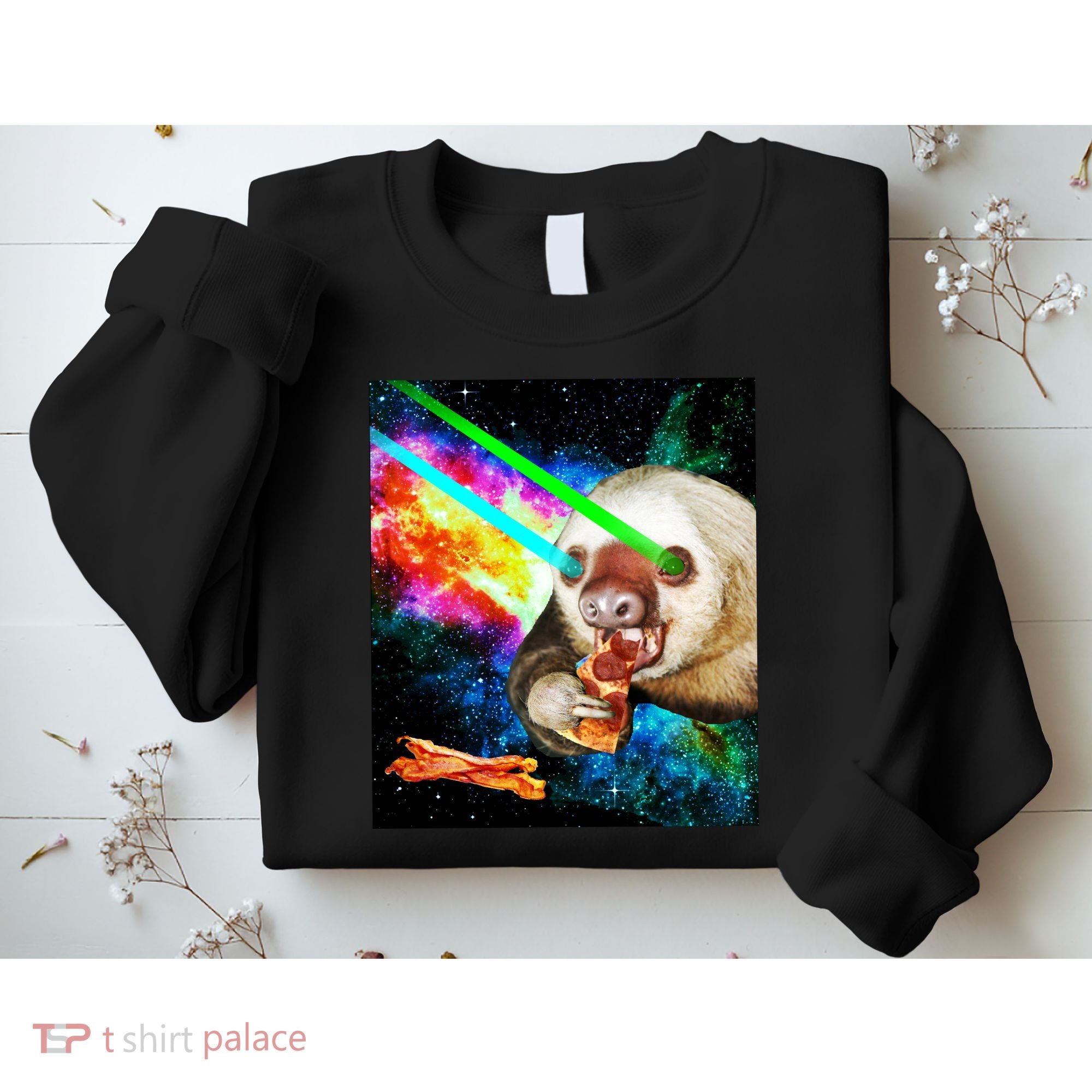 Space Hunger Dinner In Space Sloth Laser Pizza Sweatshirt