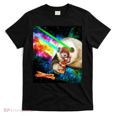 Space Hunger Dinner In Space Sloth Laser Pizza T-Shirt