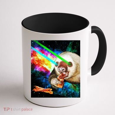 Space Hunger Dinner In Space Sloth Laser Pizza Coffee Mug back