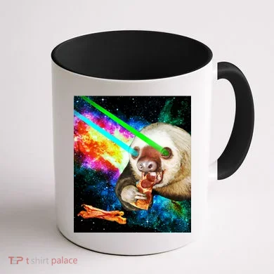 Space Hunger Dinner In Space Sloth Laser Pizza Coffee Mug back