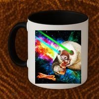 Space Hunger Dinner In Space Sloth Laser Pizza Coffee Mug thumb 2