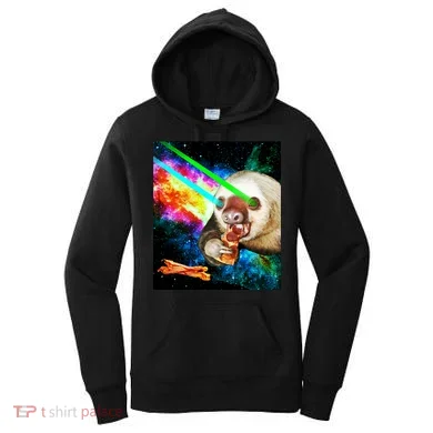 Space Hunger Dinner In Space Sloth Laser Pizza Women's Hoodie