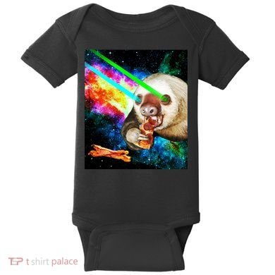 Space Hunger Dinner In Space Sloth Laser Pizza Baby Bodysuit