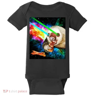 Space Hunger Dinner In Space Sloth Laser Pizza Baby Bodysuit