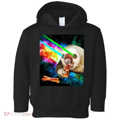 Space Hunger Dinner In Space Sloth Laser Pizza Toddler Hoodie