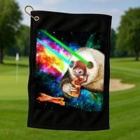 Space Hunger Dinner In Space Sloth Laser Pizza Golf Towel thumb 1