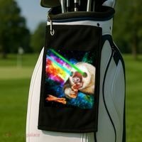 Space Hunger Dinner In Space Sloth Laser Pizza Golf Towel thumb 2