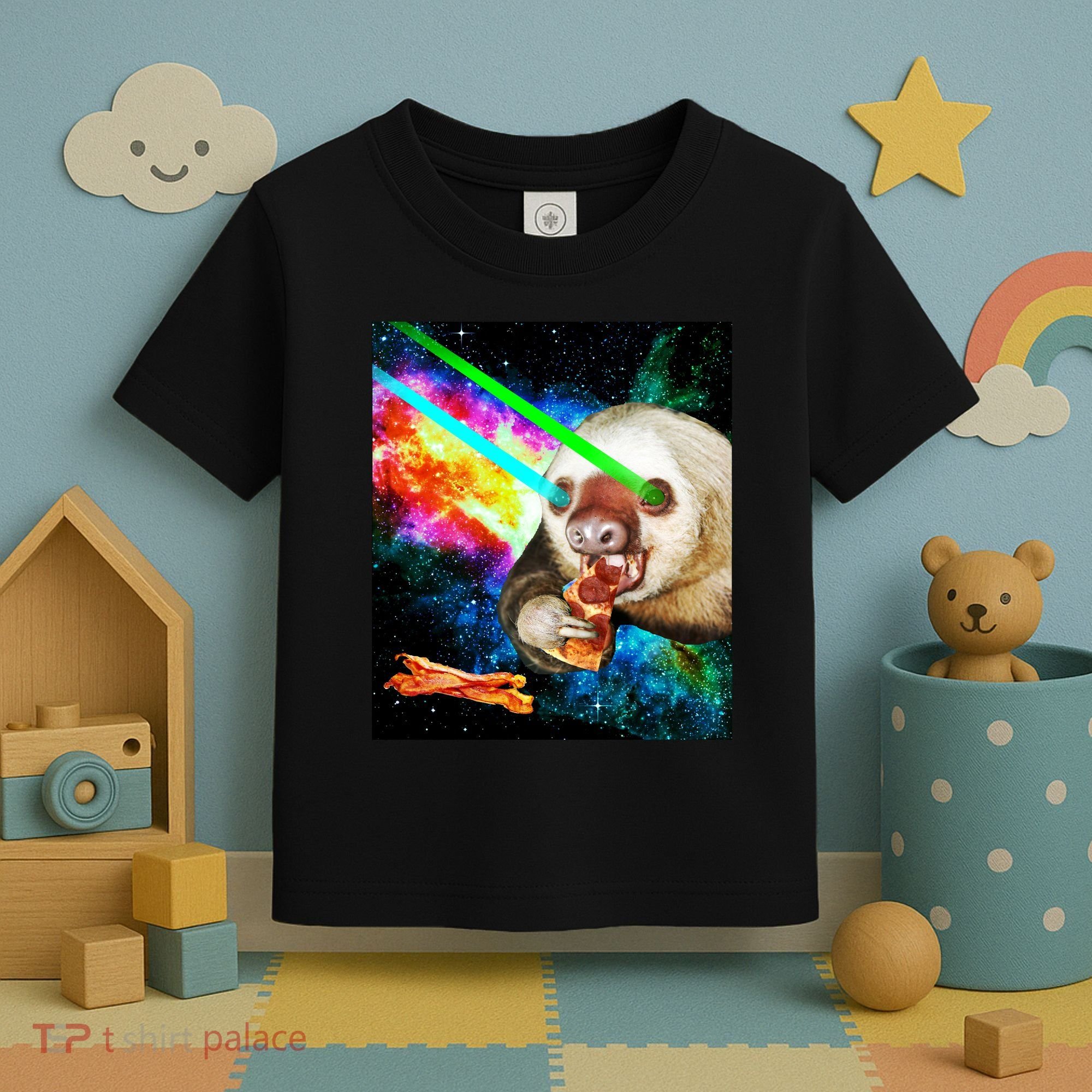 Space Hunger Dinner In Space Sloth Laser Pizza Toddler T-Shirt