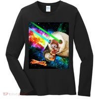 Space Hunger Dinner In Space Sloth Laser Pizza Women's Long Sleeve Shirt thumb 0