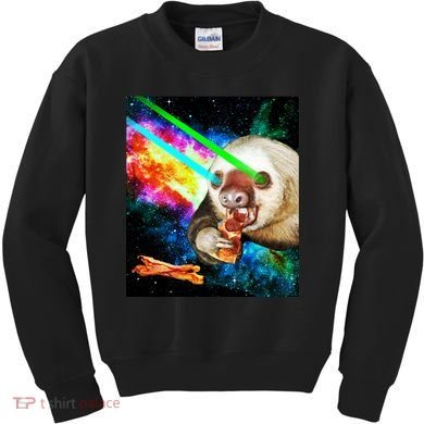 Space Hunger Dinner In Space Sloth Laser Pizza Kids Sweatshirt