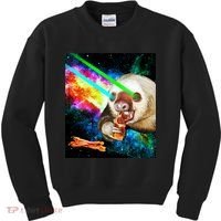 Space Hunger Dinner In Space Sloth Laser Pizza Kids Sweatshirt thumb 0