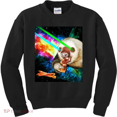 Space Hunger Dinner In Space Sloth Laser Pizza Kids Sweatshirt