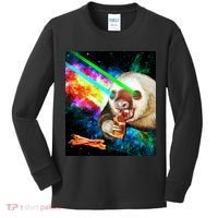 Space Hunger Dinner In Space Sloth Laser Pizza Kids Long Sleeve Shirt thumb 0